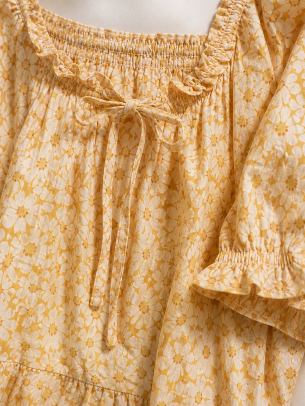 NWT Madewell S Yellow Daisy Midi Dress Puff Sleeve Cottagecore - Picture 4 of 11